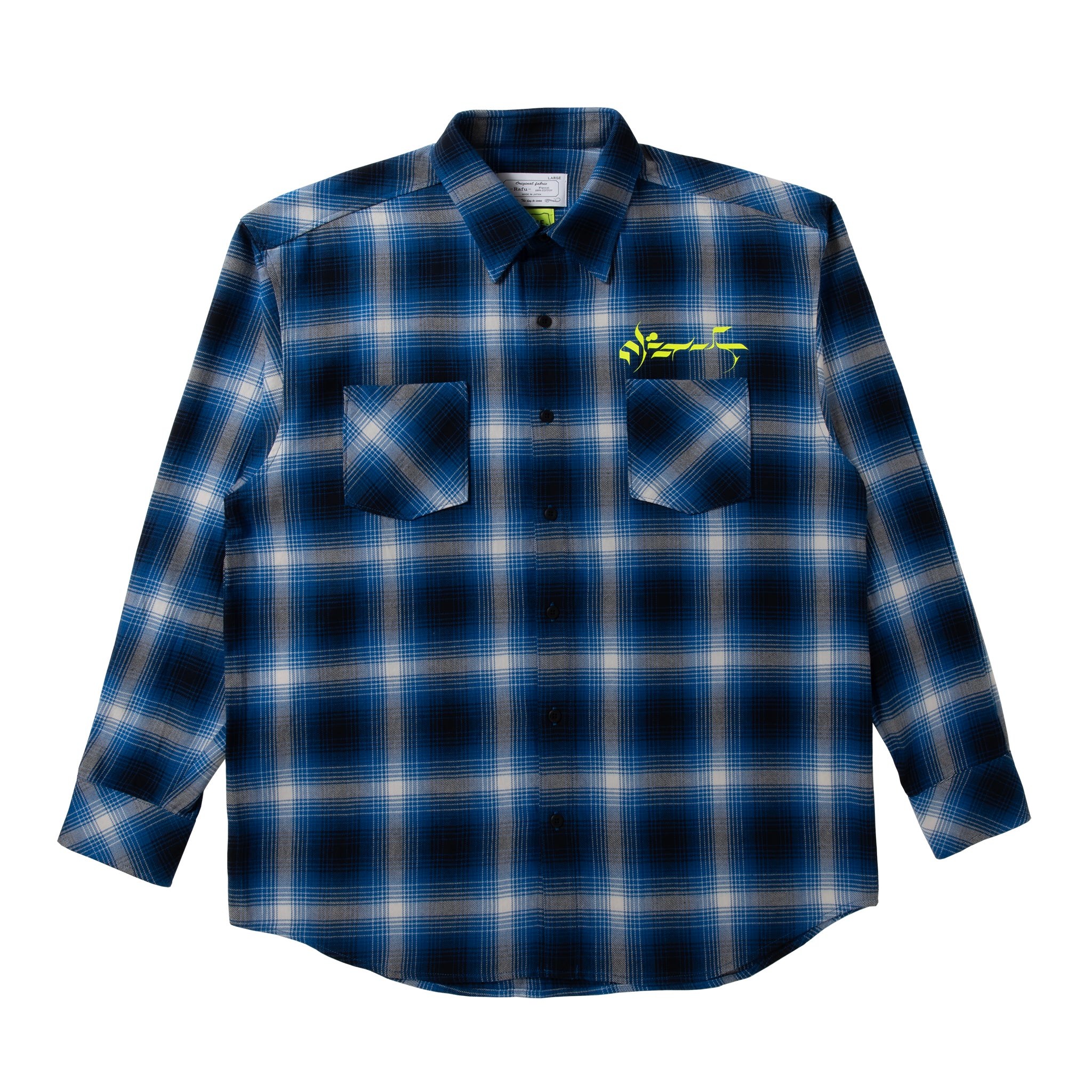loosejoints≒RAFU - GUCCIMAZE - 'Joints' Fluo printed Flannel shirt (Blue)
