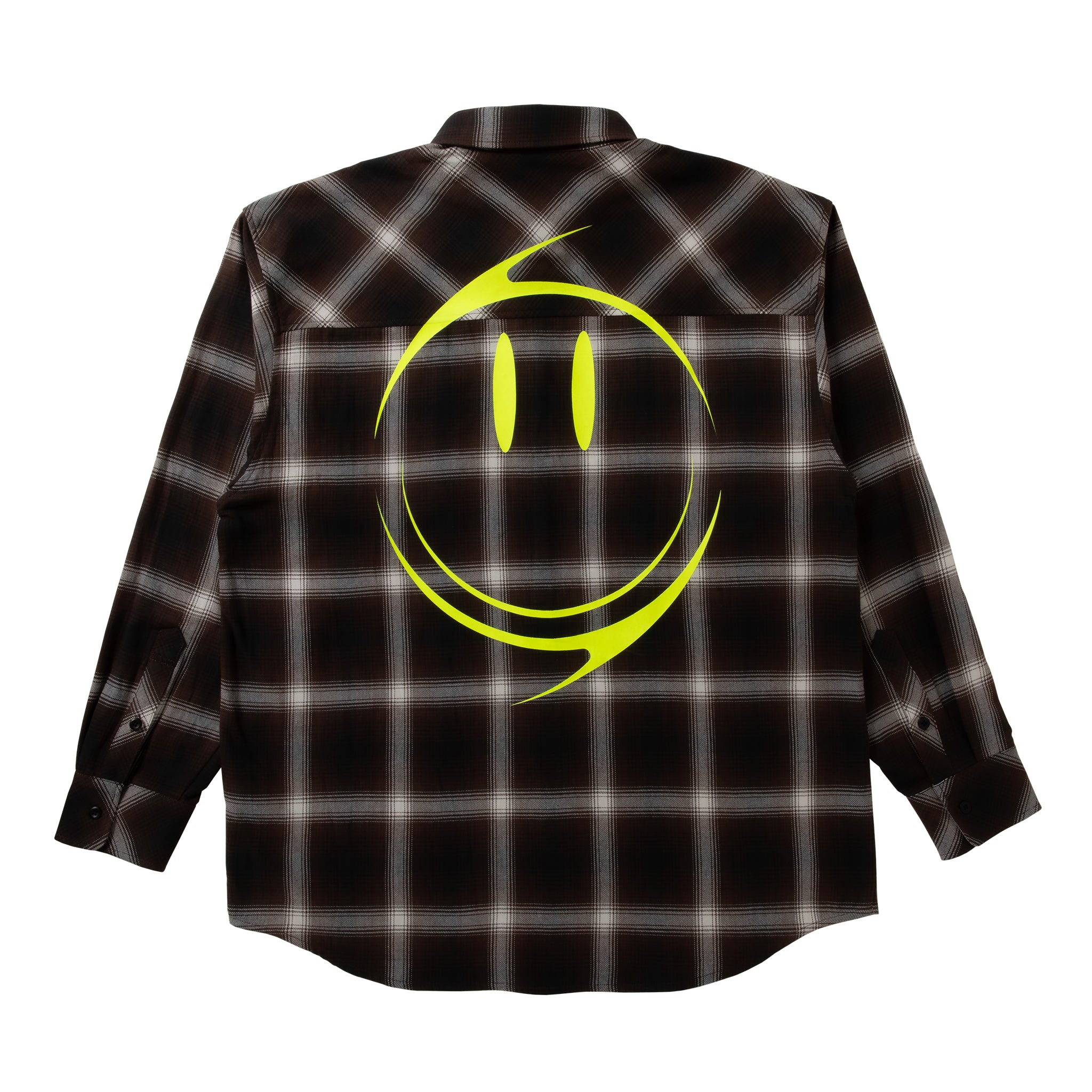 loosejoints≒RAFU - GUCCIMAZE - 'Joints' Fluo printed Flannel shirt (Brown)
