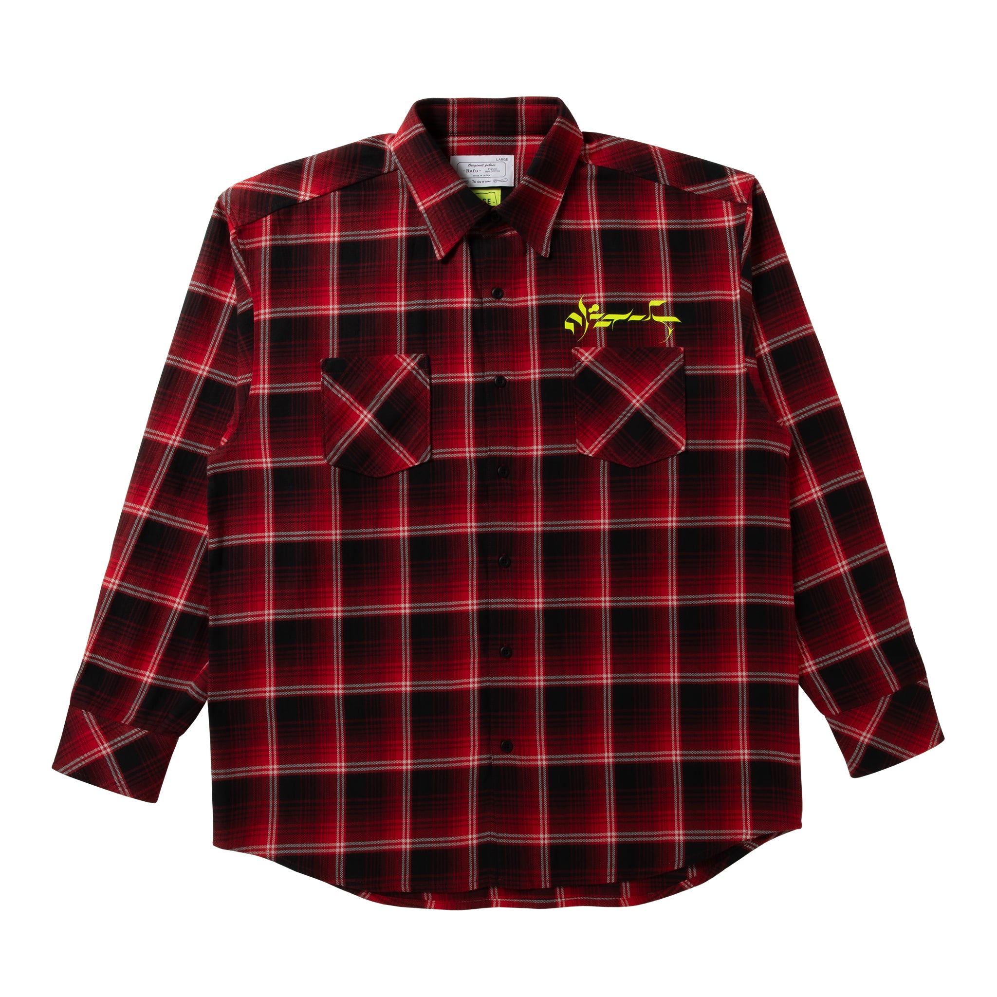 loosejoints≒RAFU - GUCCIMAZE - 'Joints' Fluo printed Flannel shirt (Red)