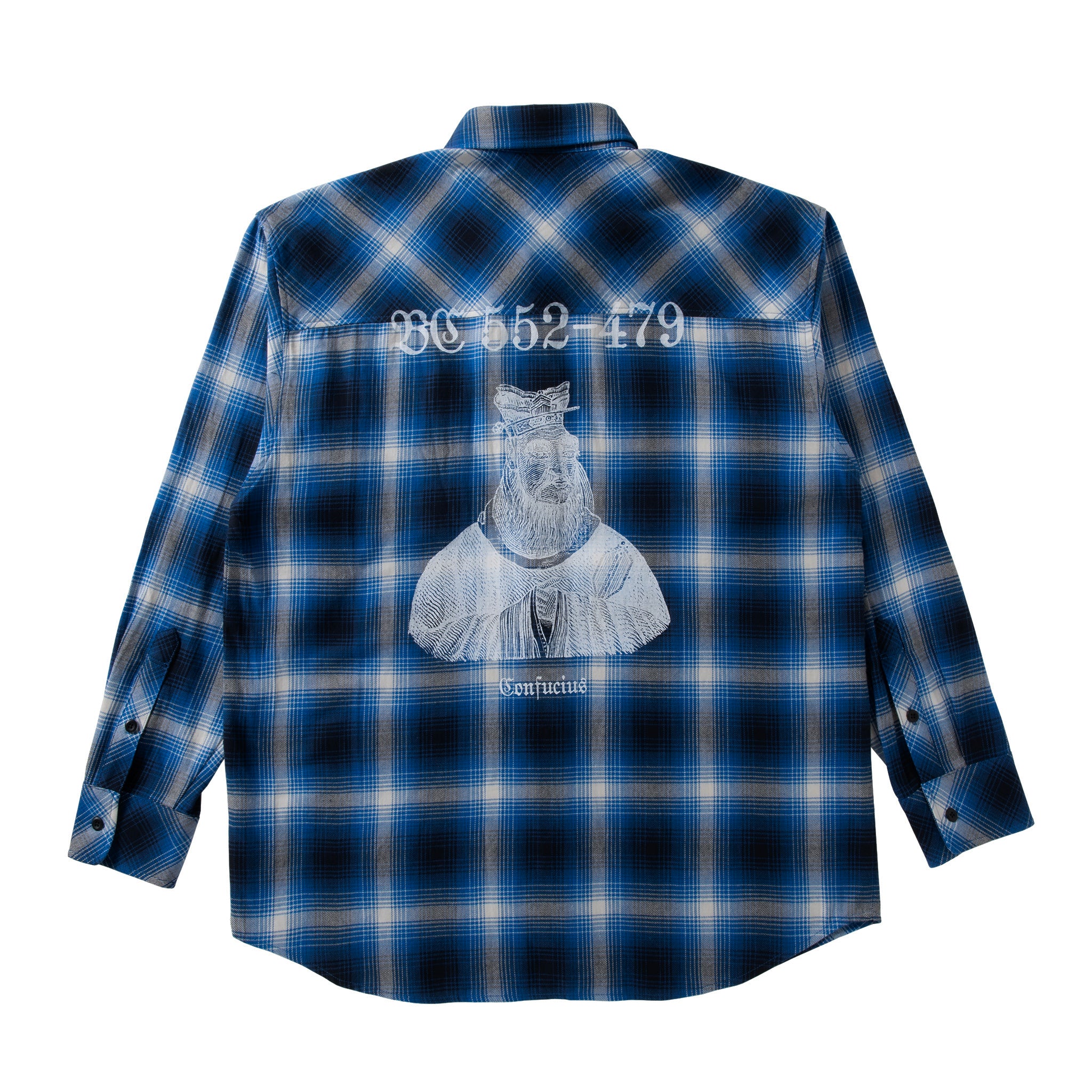 loosejoints≒RAFU - TURTLEHEADS - 'Confucius' Flannel shirt (Blue)