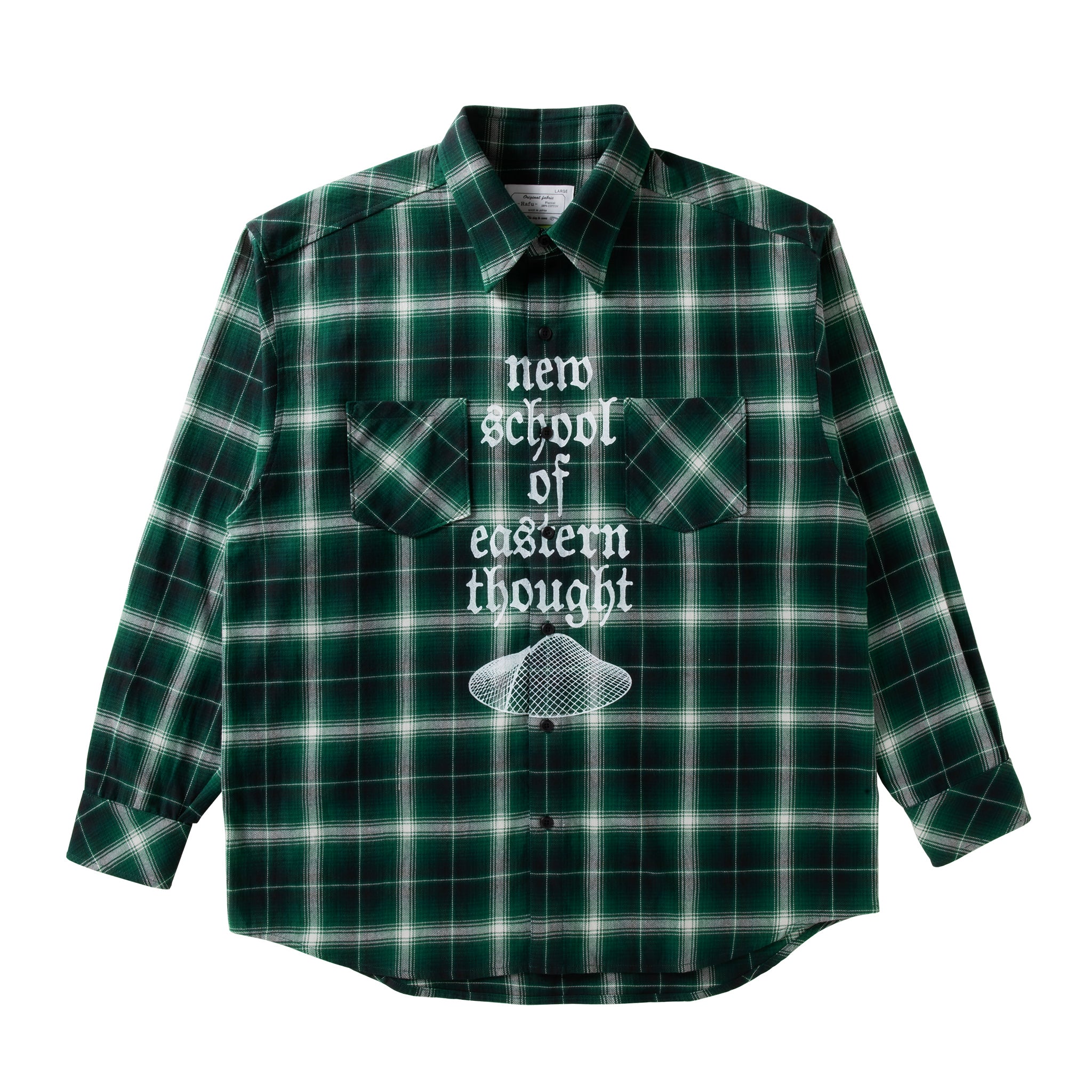 loosejoints≒RAFU - TURTLEHEADS - 'Confucius' Flannel shirt (Green)